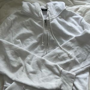 Brandy Melville White Cropped Zip Up